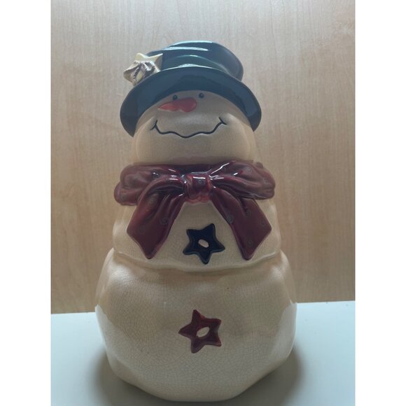Bella Casa By Ganz Snowman Cookie Jar With Hat & Scarf Ceramic Christmas Decor - Picture 3 of 11